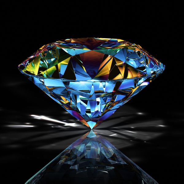 جواهر الماس با انعکاس در پس زمینه مشکی