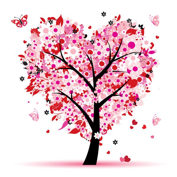 درخت ولنتاین عشق برگ از قلب