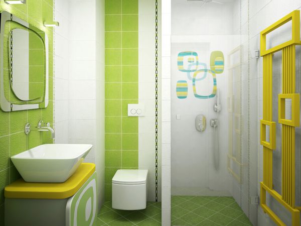 رندر سه بعدی از طراحی داخلی حمام