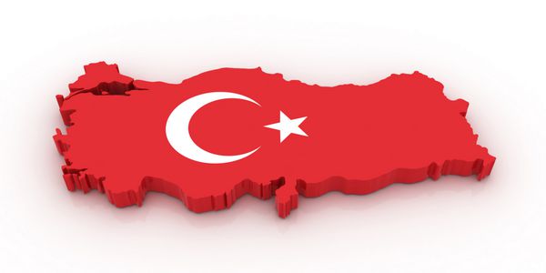 نقشه سه بعدی ترکیه در رنگ پرچم ترکیه