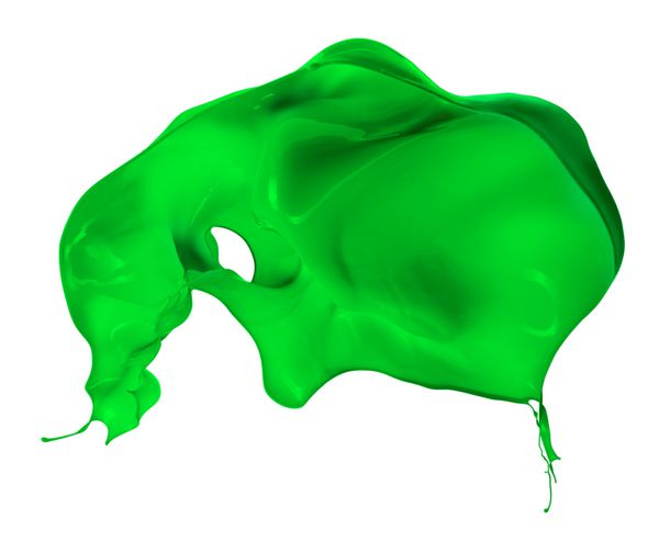 پاشش رنگ سبز جدا شده در پس زمینه سفید