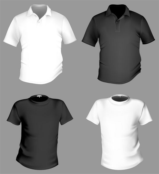 بردار مدل تیشرت مردانه سیاه و سفید و تی شرت یقه دار