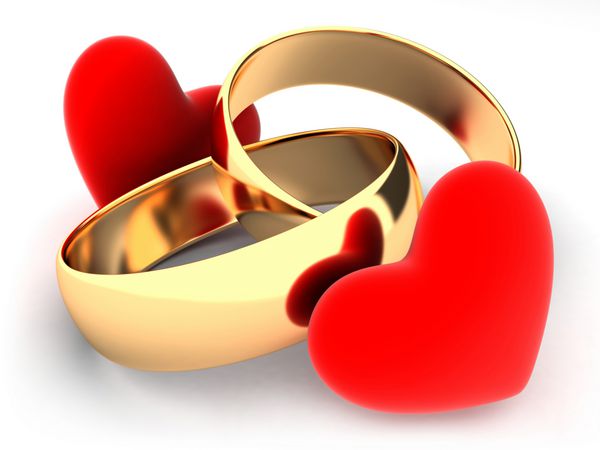 حلقه ازدواج و قلب به صورت سه بعدی