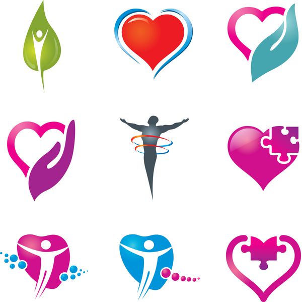 نمادهای مختلف مراقبت از سلامت رنگارنگ برای طرح های شما