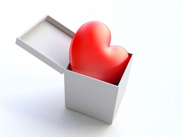 قلب قرمز در جعبه سفید از مجموعه جعبه های هدیه من