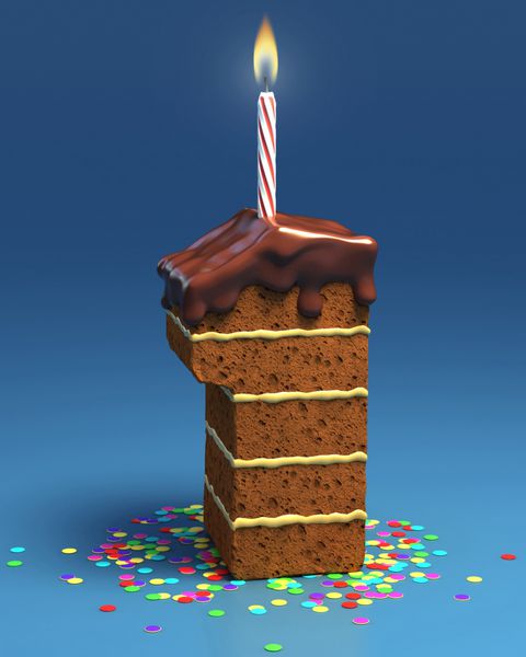 کیک تولد به شکل شماره یک با شمع