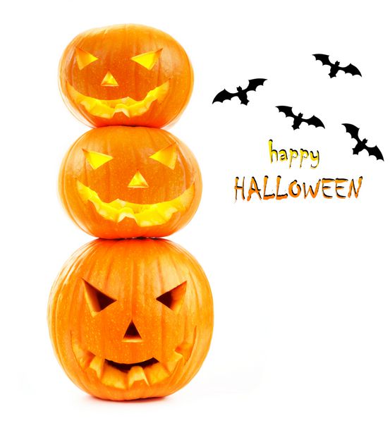 خفاش های ترسناک کدو تنبل هالووین جدا شده روی سفید