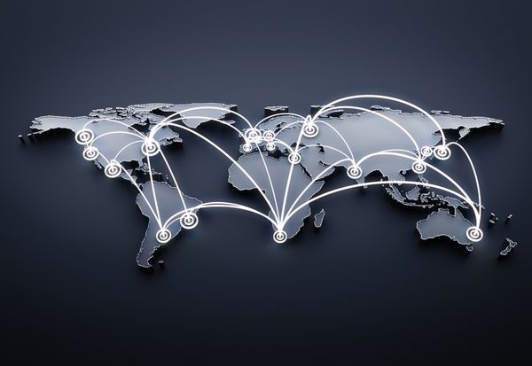 رندر سه بعدی مفهوم تجارت جهانی