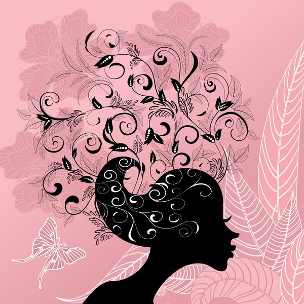 مشخصات یک دختر با موهای تزئین شده با گل