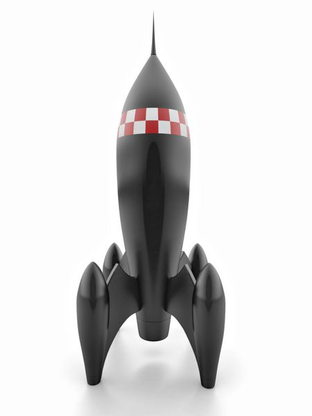 مدل موشک روی پس‌زمینه جدا شده سفید 3 بعدی
