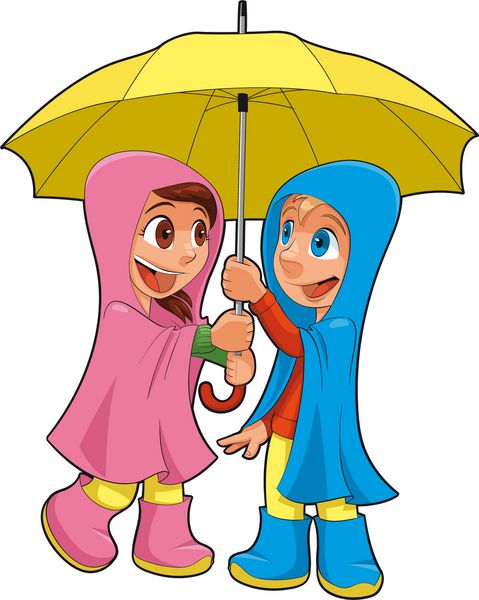 دختر و پسر زیر چتر وکتور کاراکترهای جدا شده