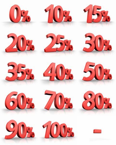 مجموعه کامل تگ های درصد قرمز برای فروش و تخفیف برچسب قیمت با منهای
