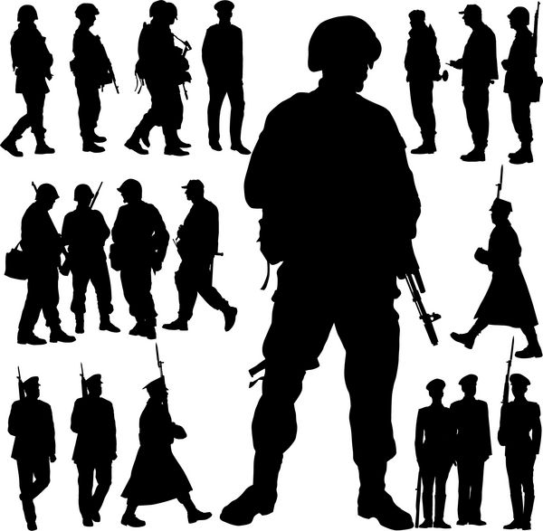 مجموعه تصاویر وکتور سربازان و پلیس بیست نفر نظامی