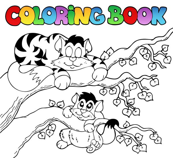 کتاب رنگ آمیزی با دو گربه - وکتور