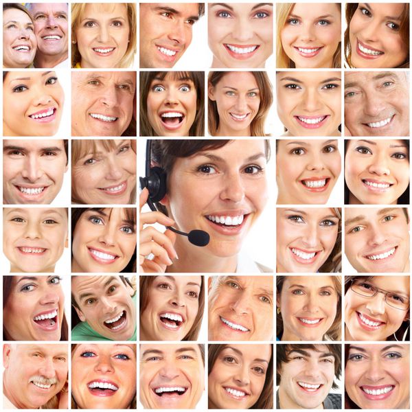چهره افراد خندان مراقبت از دندان لبخند