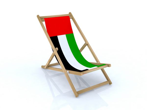 صندلی ساحلی چوبی با تصویر سه بعدی پرچم امارات متحده عربی