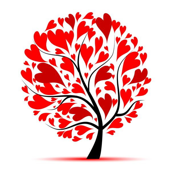 درخت ولنتاین عشق برگ از قلب