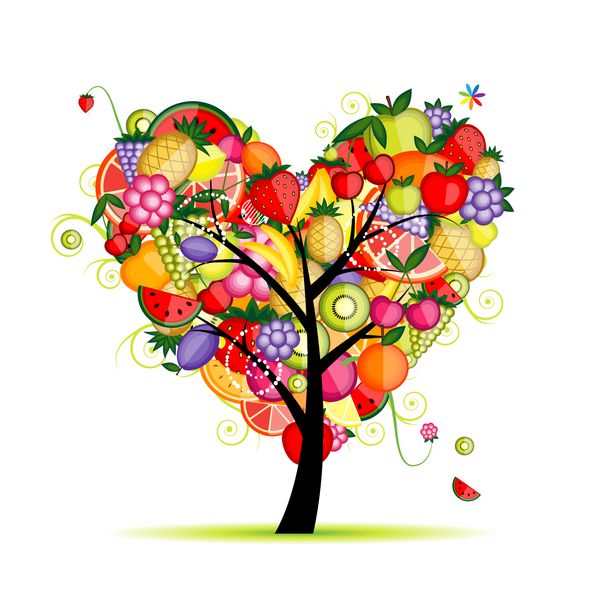 شکل قلب درخت میوه انرژی برای طرح شما