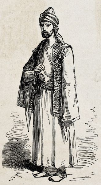 تصویر عتیقه مرد کرد با لباس سنتی اصل از طراحی Duhousset در LIllustration Journal Universel پاریس 1860 منتشر شد