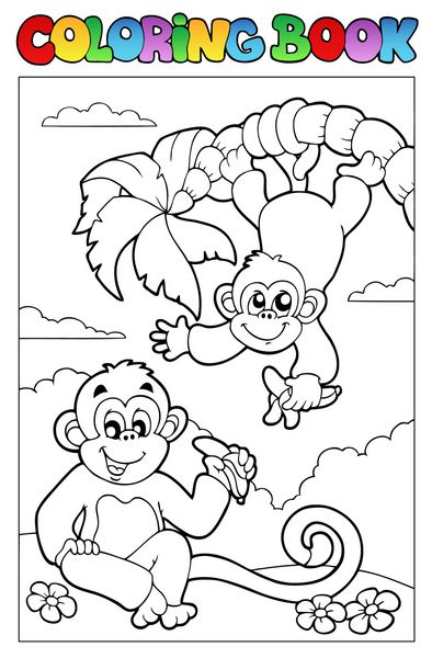 کتاب رنگ آمیزی با دو میمون - وکتور