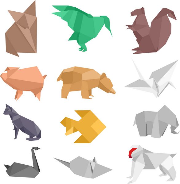 تصاویری به سبک اوریگامی از حیوانات مختلف