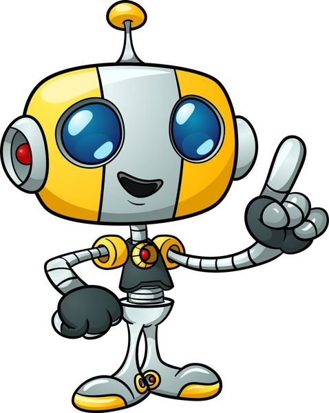 ربات کارتونی زیبا که انگشت خود را بالا گرفته است وکتور با شیب ساده همه در یک لایه