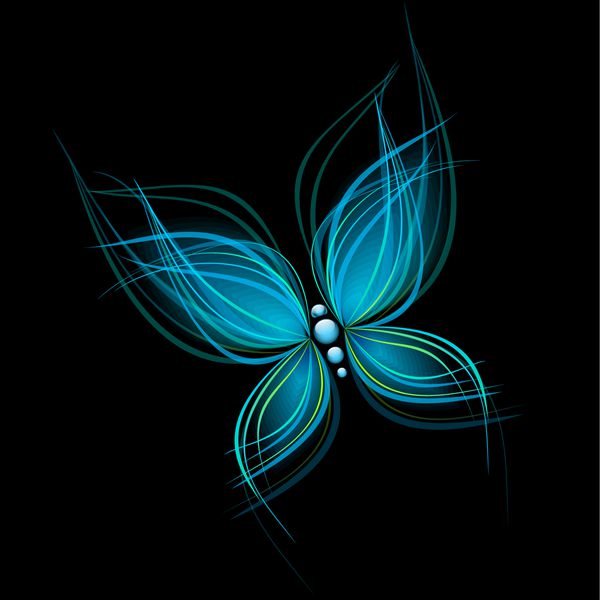 پروانه آبی روشن جدا شده در پس زمینه سیاه