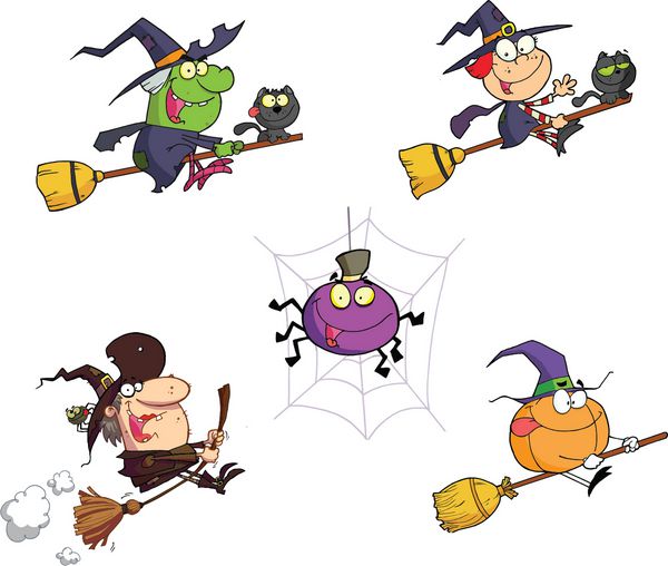شخصیت های کارتونی هالووین- مجموعه Raster نسخه وکتور نیز موجود است