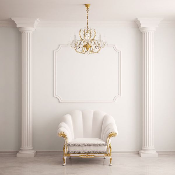 فضای داخلی کلاسیک با صندلی راحتی