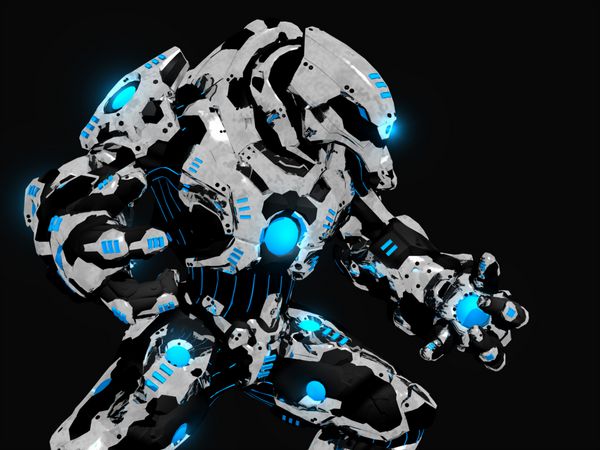 رندر سه بعدی ربات جنگی پیشرفته