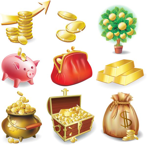 مجموعه ای از نمادها در موضوع مالی