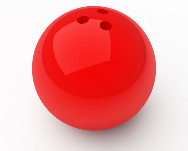 توپ بولینگ قرمز جدا شده روی سفید