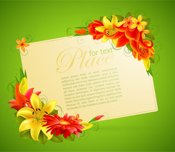 کارت تبریک با گل و مکانی برای متن
