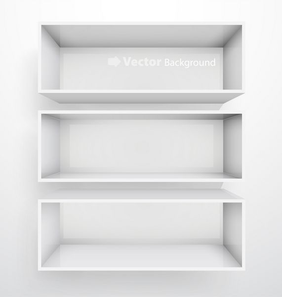 قفسه کتاب سفید خالی سه بعدی جدا شده وکتور