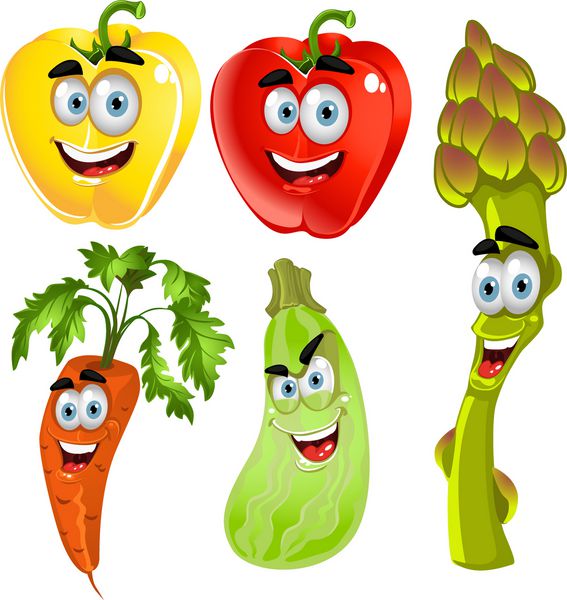 سبزیجات ناز خنده دار - فلفل مارچوبه هویج کدو سبز
