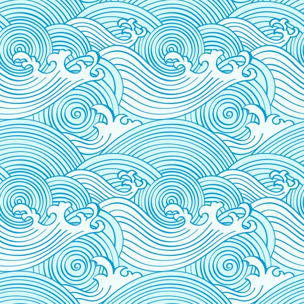 الگوی امواج بدون درز ژاپنی در رنگ های اقیانوسی