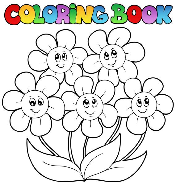 کتاب رنگ آمیزی با پنج گل - وکتور