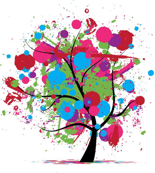 درخت گرانج خنده دار رنگ های تابستانی برای طراحی شما