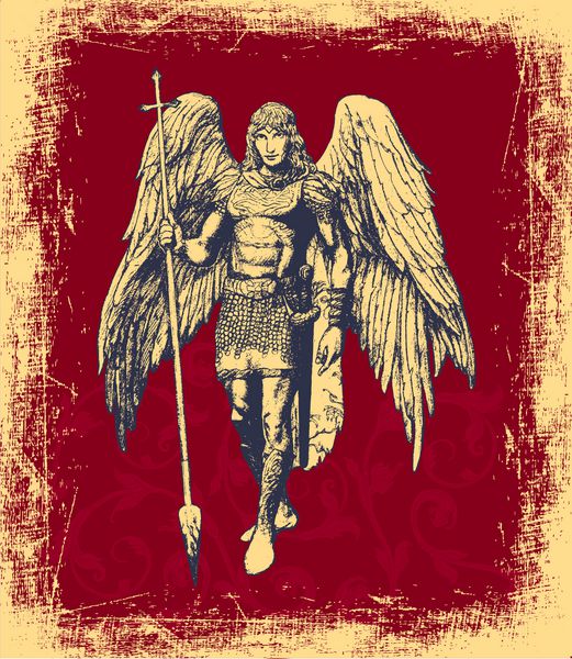  فرشته فرشته - کارت دستی زیبا روی پس زمینه قرمز وکتور