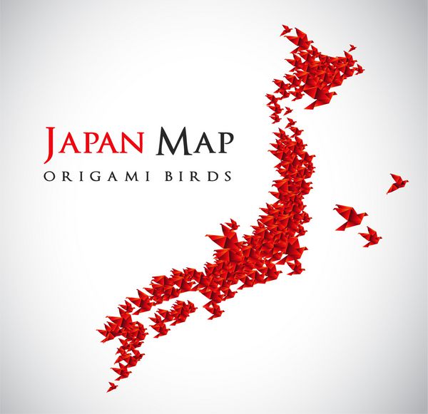 نقشه ژاپن از پرندگان اوریگامی شکل گرفته است