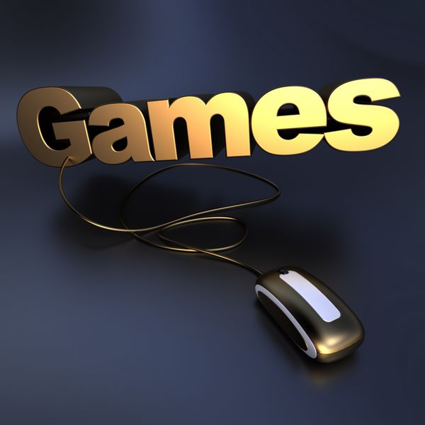 تصویر سه بعدی بازی های کلمه طلایی متصل به ماوس کامپیوتر