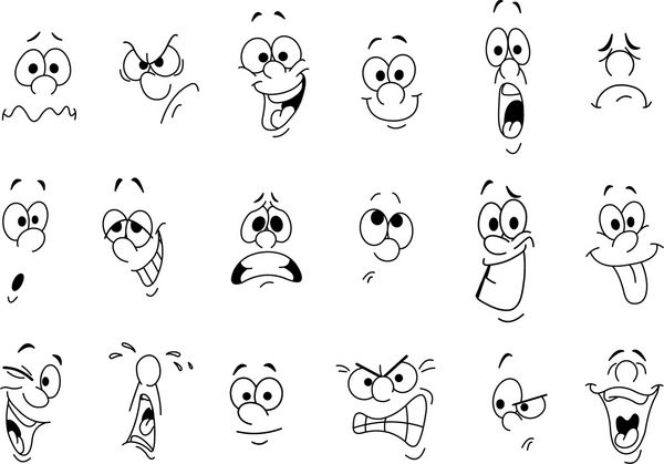 مجموعه حالت های چهره کارتونی