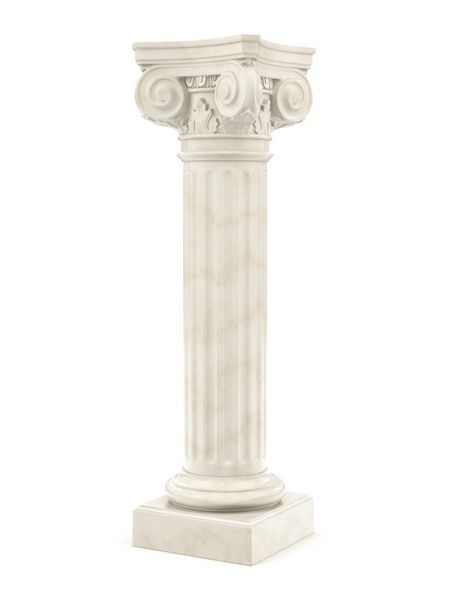 ستون مرمری جدا شده روی سفید