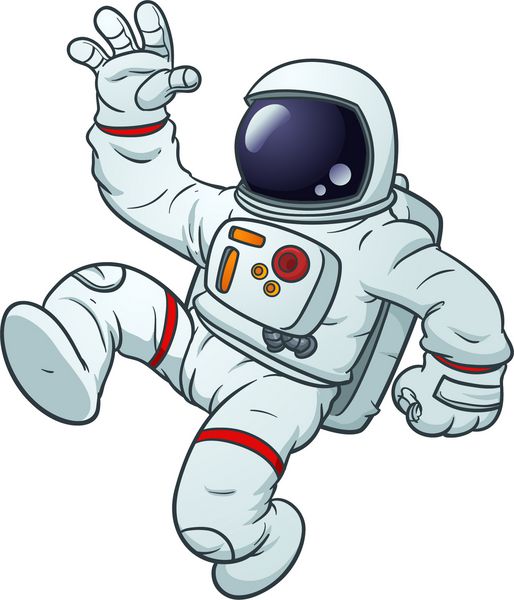فضانورد کارتونی شناور وکتور با شیب ساده همه در یک لایه