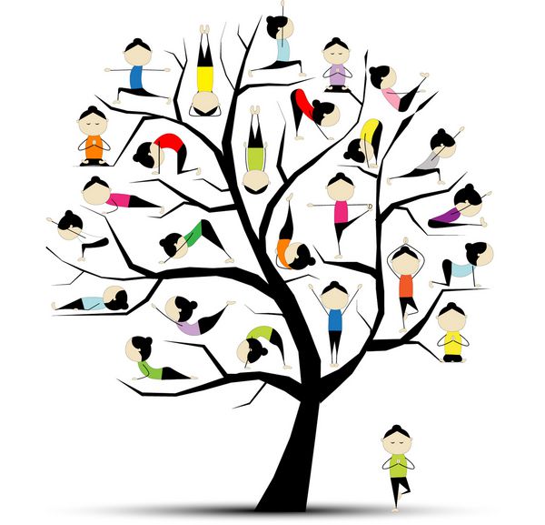 تمرین یوگا مفهوم درخت برای طراحی شما