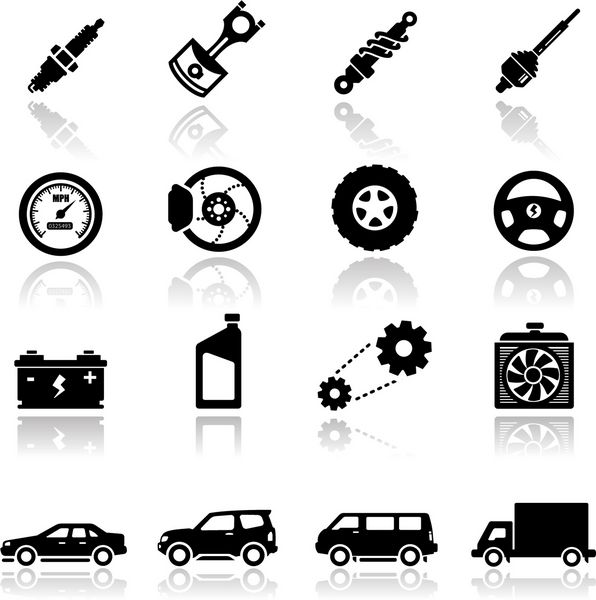 مجموعه نمادها قطعات خودرو