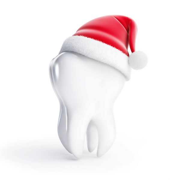 کلاه بابا نوئل دندان جدا شده در پس زمینه سفید