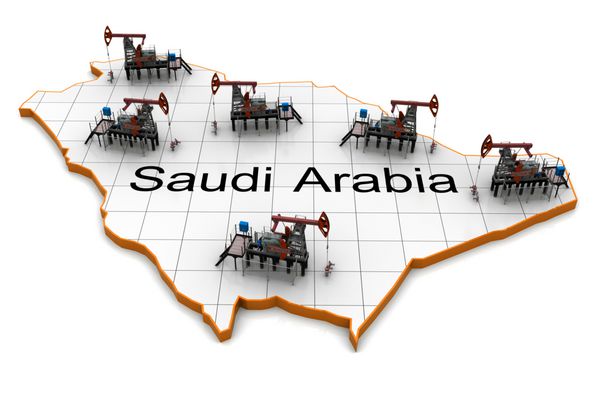 جک های پمپ روغن روی نقشه عربستان سعودی