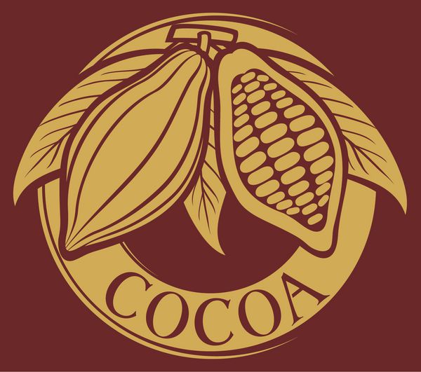 کاکائو - برچسب دانه های کاکائو نماد نشان برچسب