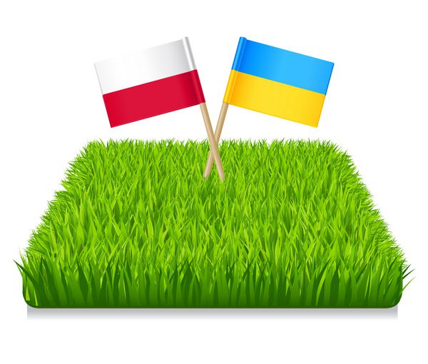 یورو 2012 پرچم خلال دندان اوکراین و لهستان سبز چمنی